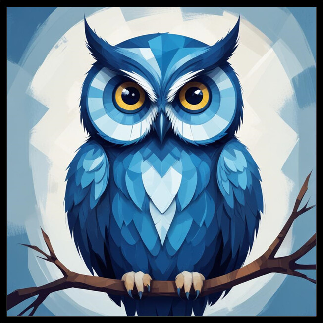 30 Custom Blue Abstract Owl Personalized Address Labels