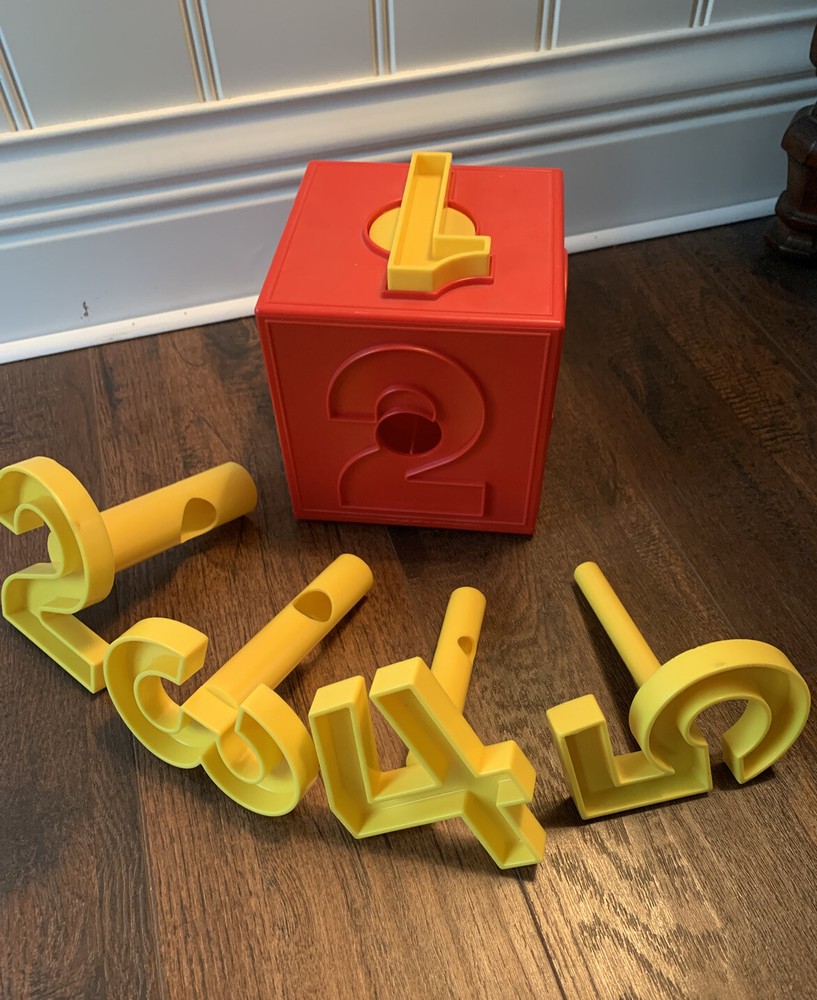 Number Cube Early Learning Puzzle Educational Home School Red Yellow Plastic