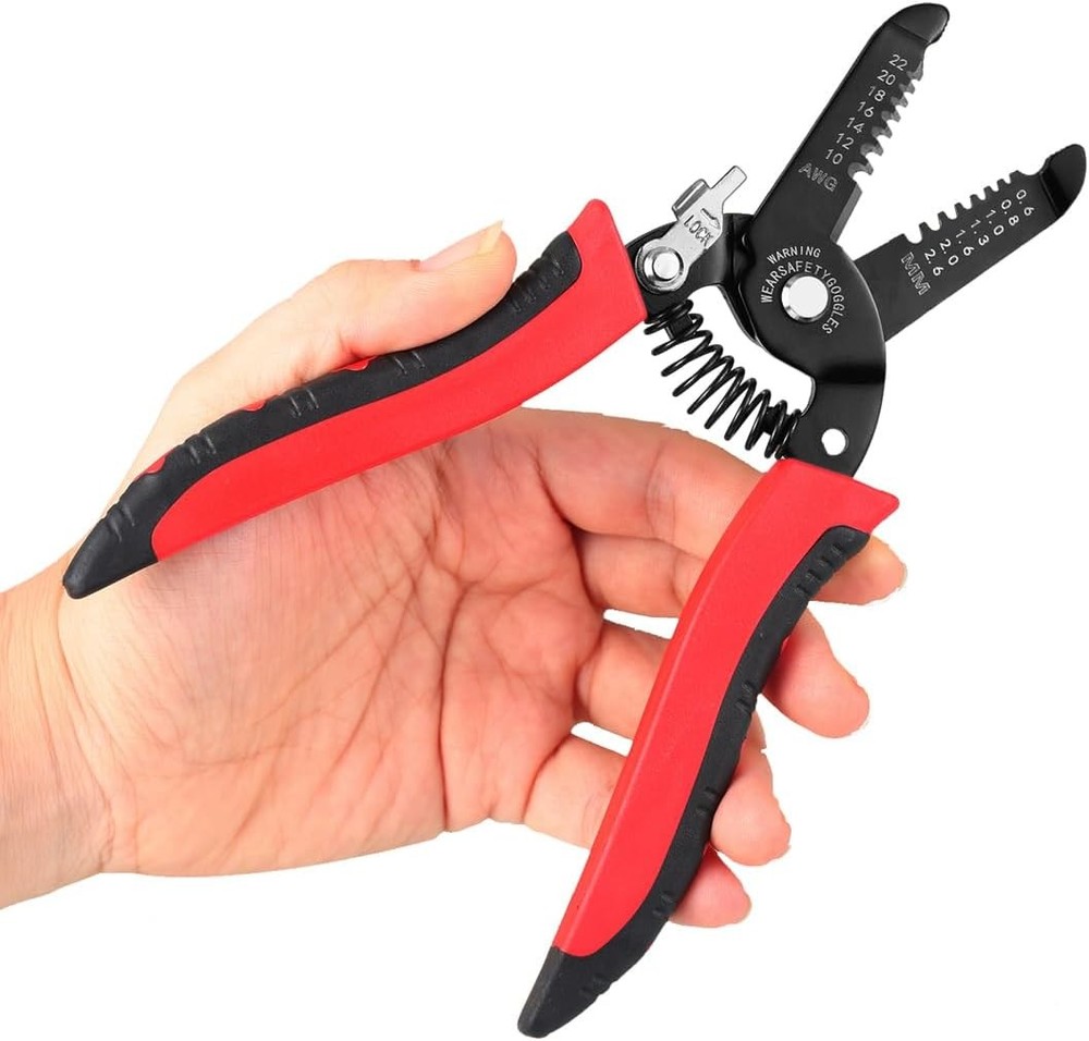 10-22 AWG Wire Stripper Cutter, Multifunctional Multi-Size Stripping Red