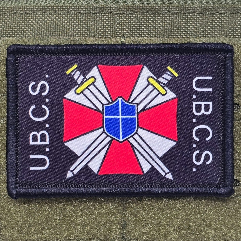 UBCS Patch Moral Tactical Meme Resident Evil Sword USA Flag Hook & Loop 3x2