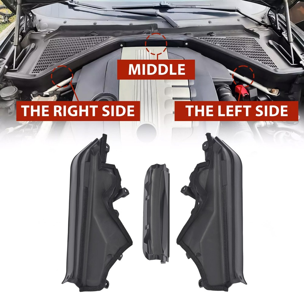 For BMW X5 X6 E70 E71 06-14 Engine Upper Cover Compartment Partition Panel 3PCS