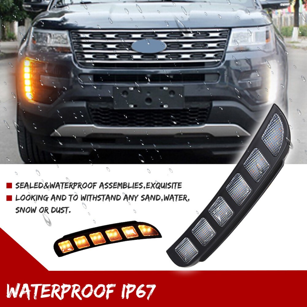 Sequential Switchback LED DRL Turn Signal Lights Kit For 2016-2019 Ford Explorer