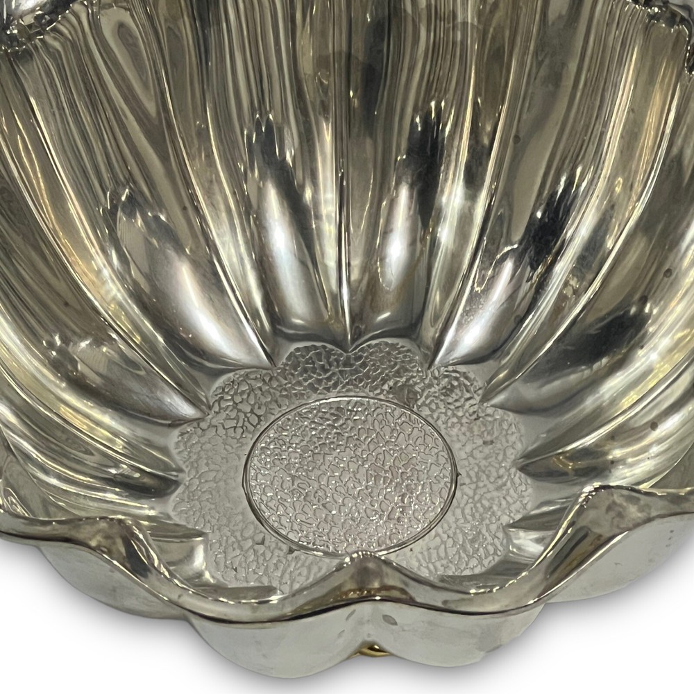 Vintage Silver Plated Basket with Gold Braided Handle and Trim