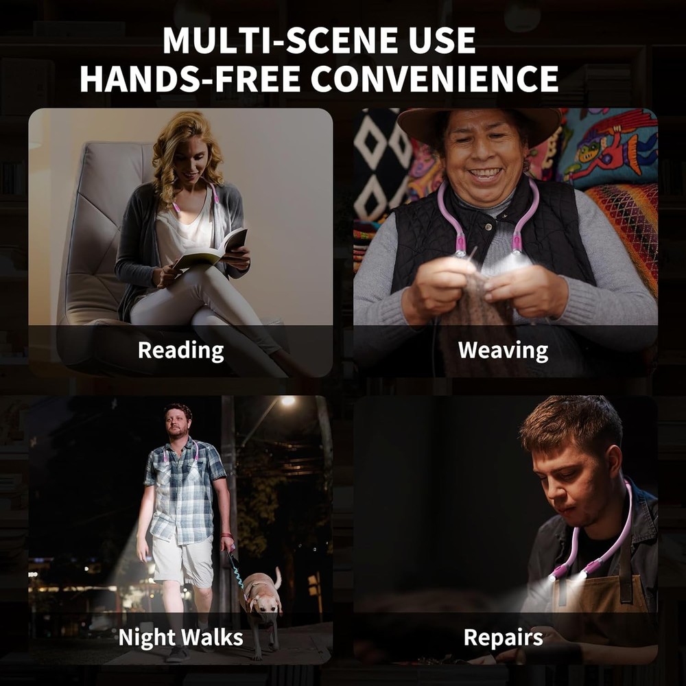 Versatile 3-Color Neck Reading Light - Ideal for Night Reading and DIY Projects