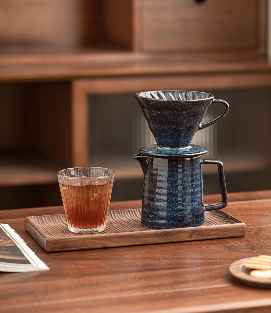 HYAXGM Pour Over Coffee Maker,Ceramic Maker With 40 V02, Starry Blue
