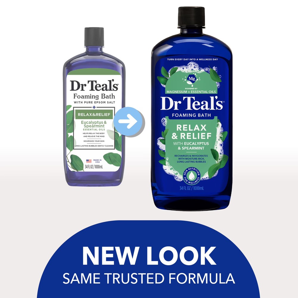 Dr Teal's Epsom Salt Foaming Bubble Bath Eucalyptus Spearmint 34 fl oz