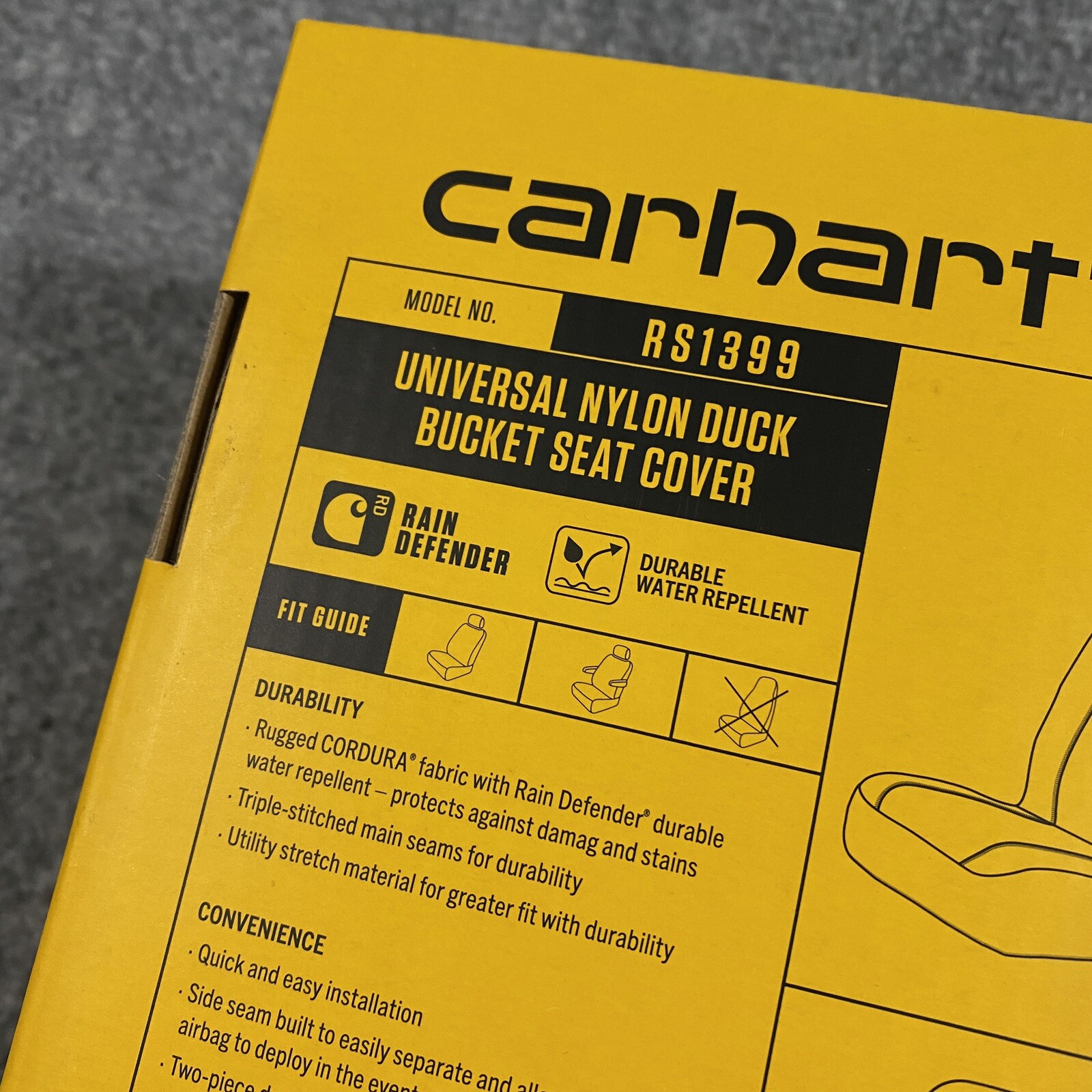 x2 Carhartt Universal Nylon Duck Canvas Bucket Seat Cover Brown Rain Defender