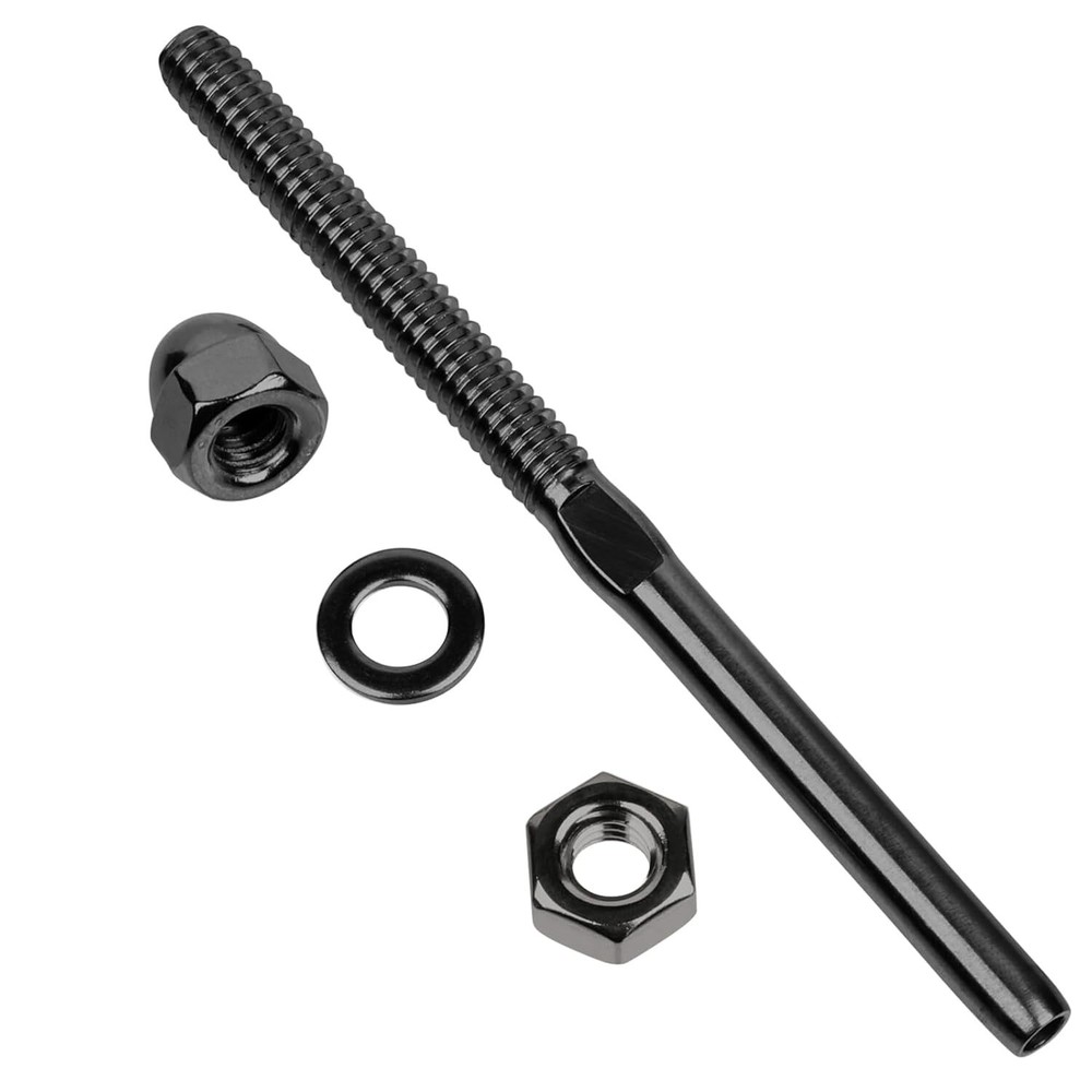50 Pack Black Cable Railing Swage Threaded Stud Tension End Fitting Terminal1/8"