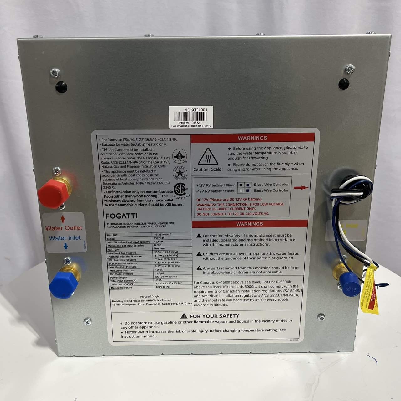 Used- 7L RV Tankless Water Heater 2.5 GPM 48,000 BTU Instant Hot w/ 18"x18" door