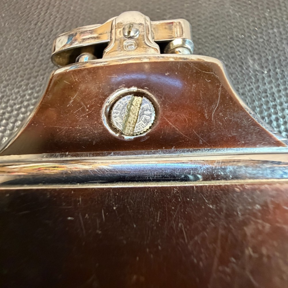 Ronson Mastercase Art Deco Cigarette Case Combo Lighter - Brown and Silver Tone