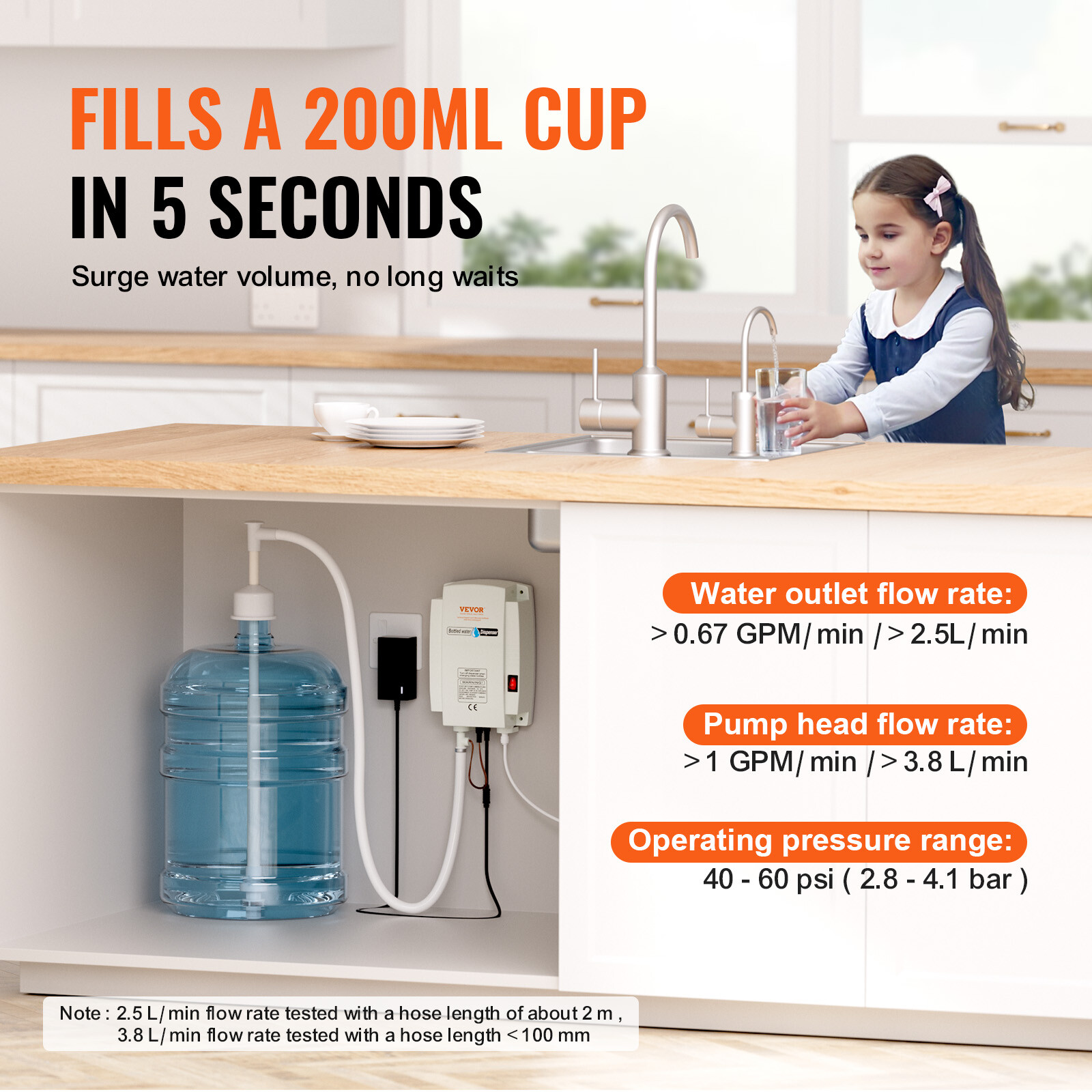 VEVOR AC Bottled Water Dispensing Pump System Replace Bunn Flojet 40PSI