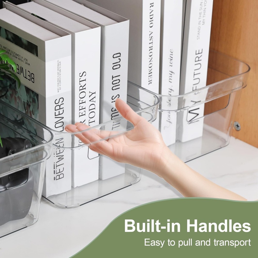 MOONEDGE Clear Plastic Storage Bins with Lids and Handles – Stackable Orga