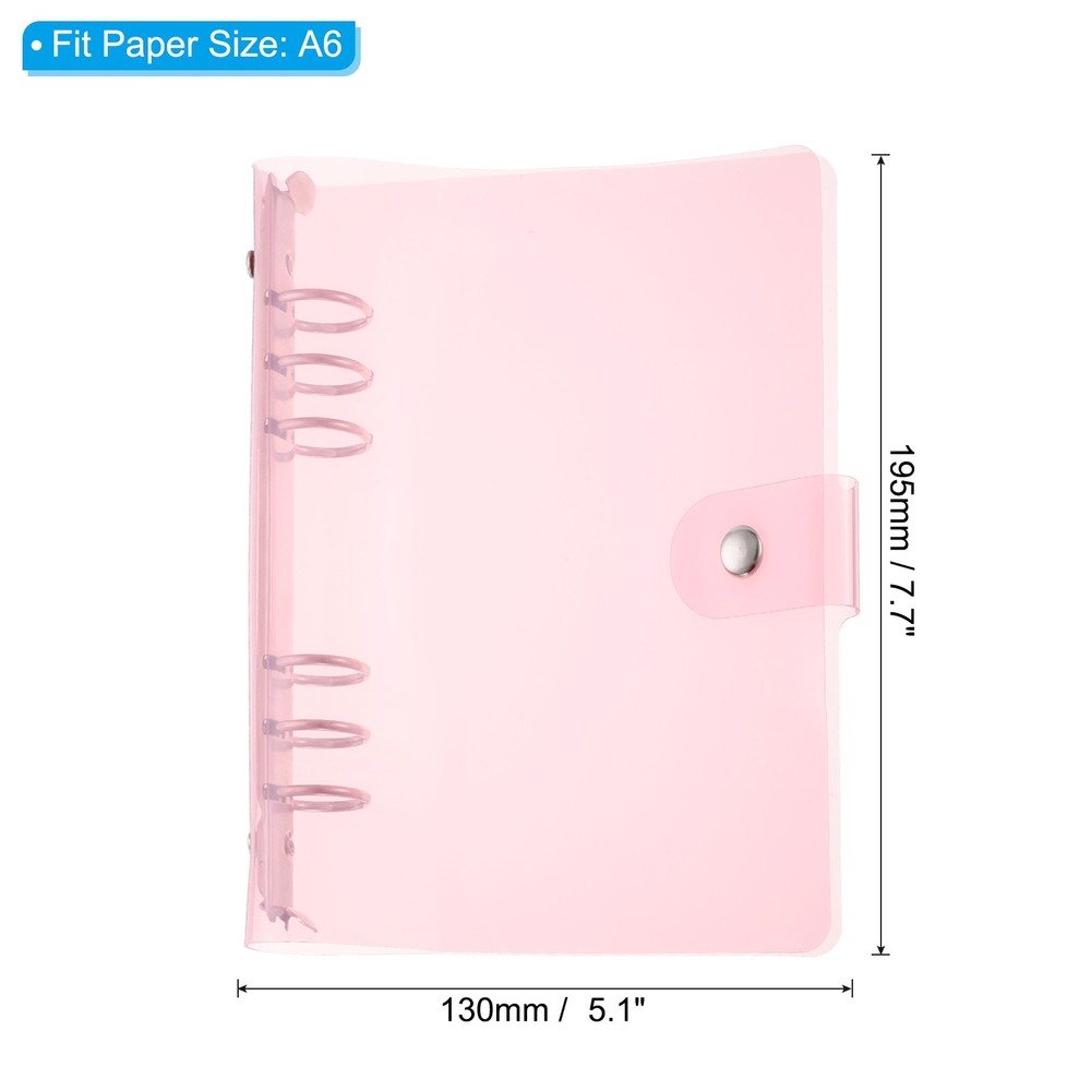 Soft PVC A6 Clear Binder Cover with Snap Button Closure,Pink