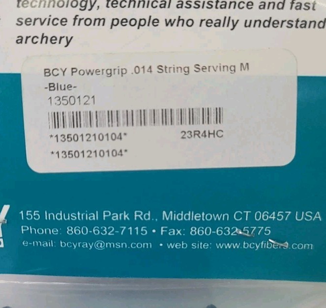 Blue BCY Powergrip Serving Thread Jig Spool Bow String Bowstrings, .014"