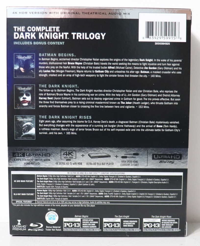 The Dark Knight Trilogy 4K Replacement Slip Box Case