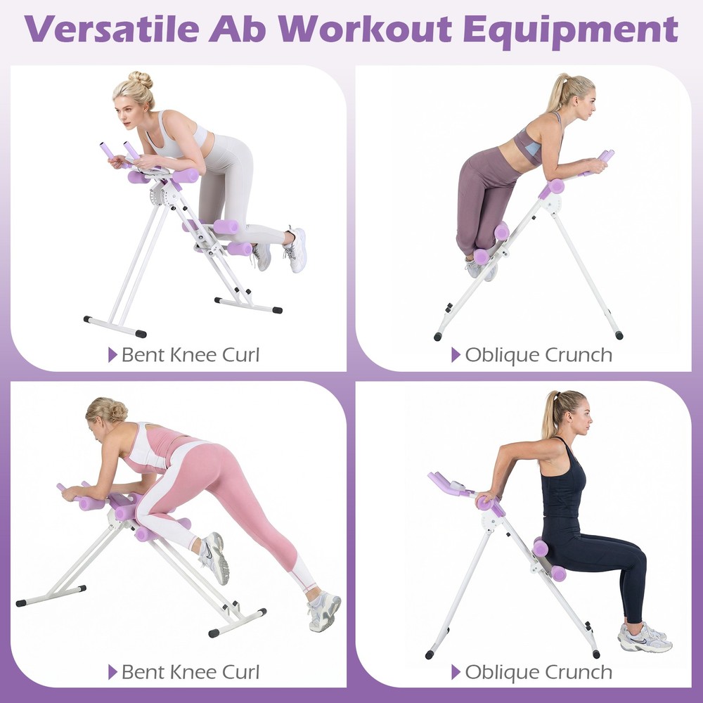 Folding Ab Machine Adjustable Ab Trainer w/6 Inclined Angles & LCD Display