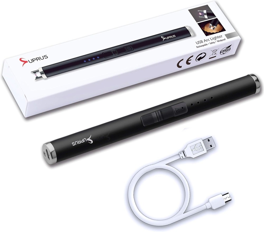 Elegant Electric Candle Lighter with LED Indicator - Safe, Windproof & Compact