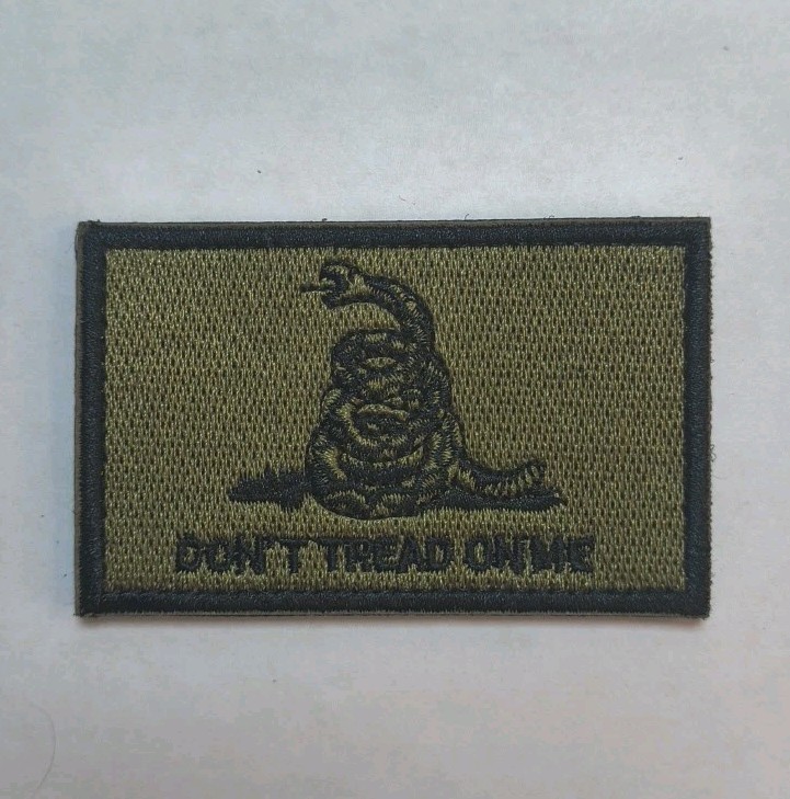 Gadsden Flag Don't Tread On Me Snake Patch Hoop & Loop Backing Olive / Black