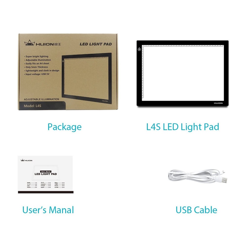 HUION L4S LED Light Box A4 Ultra-Thin USB Powered Adjustable L4S,