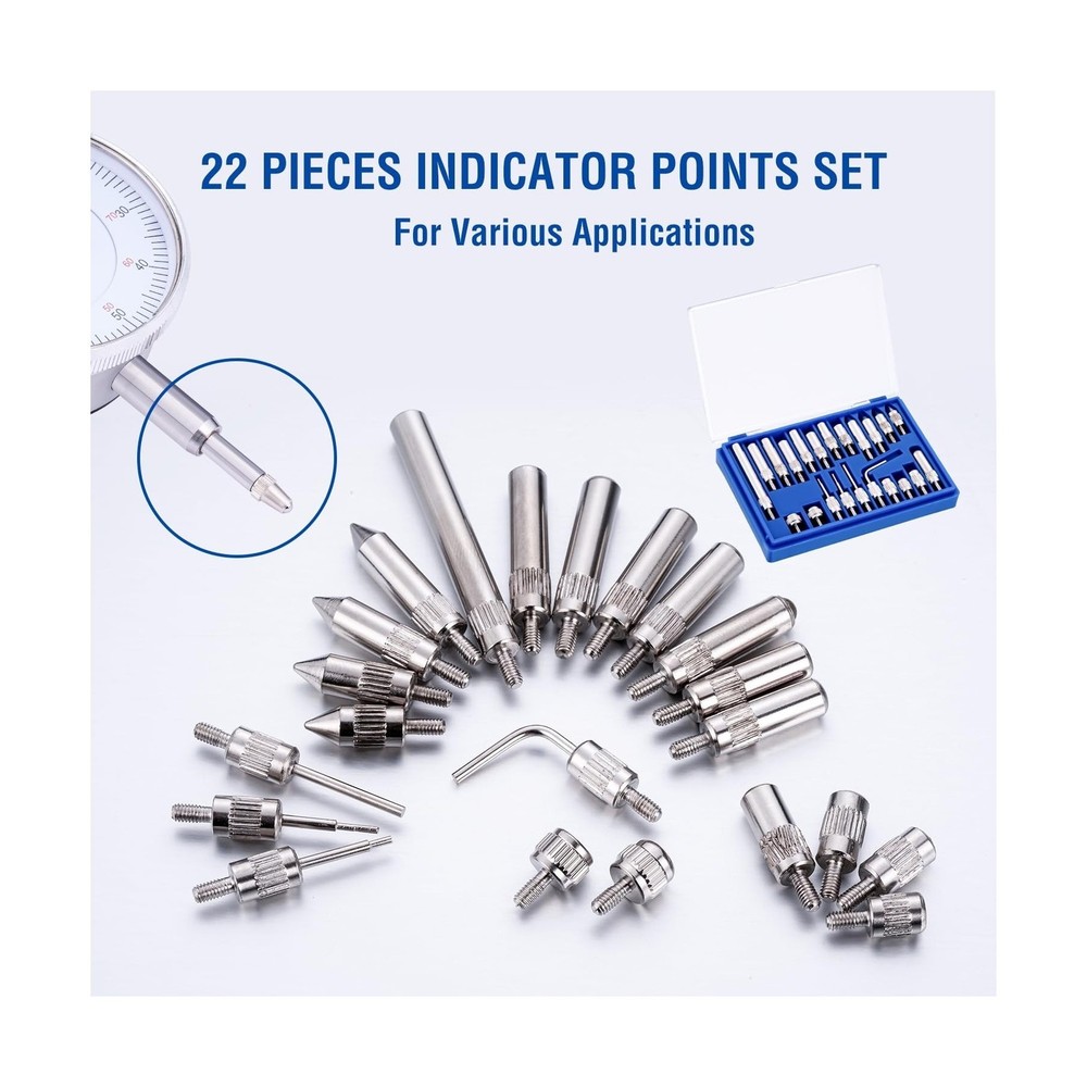 KATSU Tools Dial Indicator with Magnetic Base and 22 Pieces Indicator Points ...