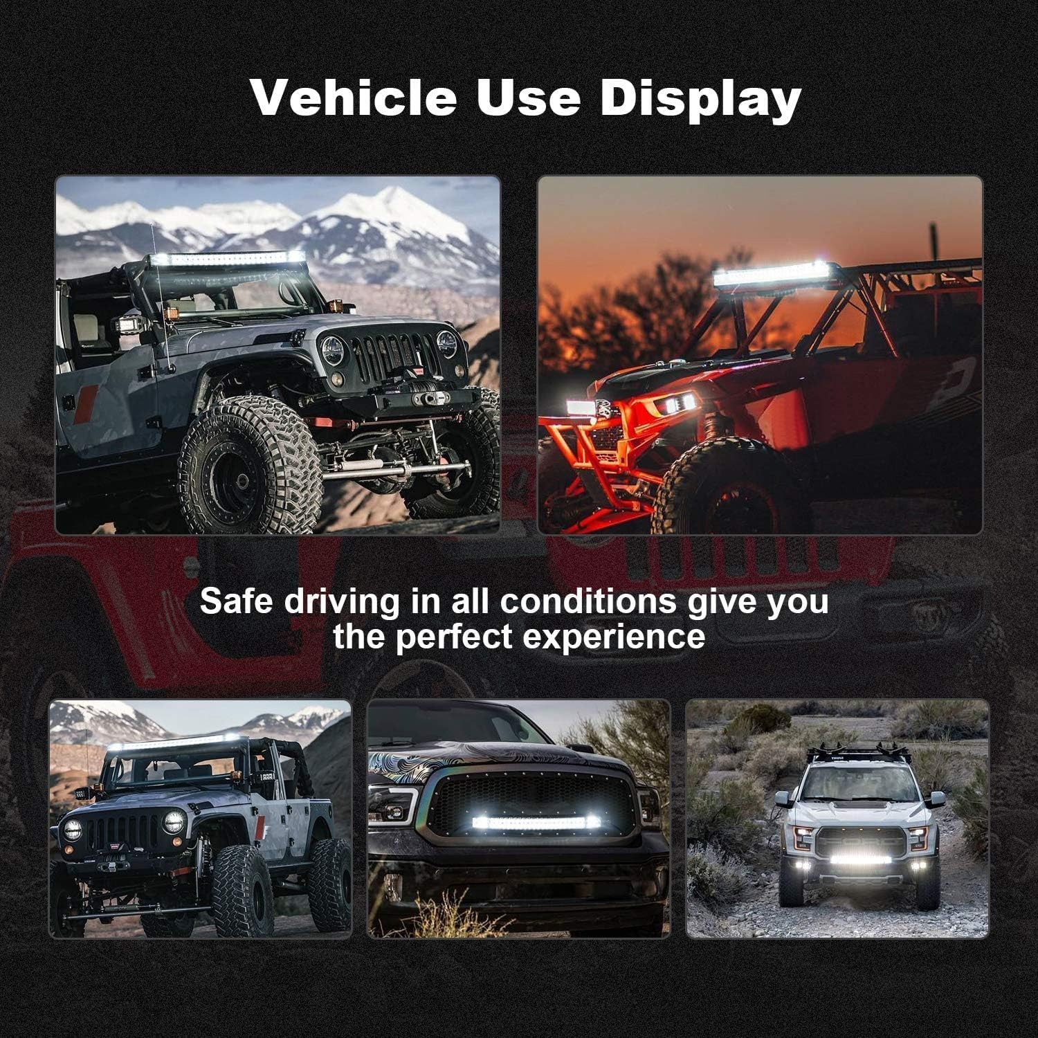 Off-Road LED Light Bar & Pod Kit: 52" Combo Beam & 4x4" Lights