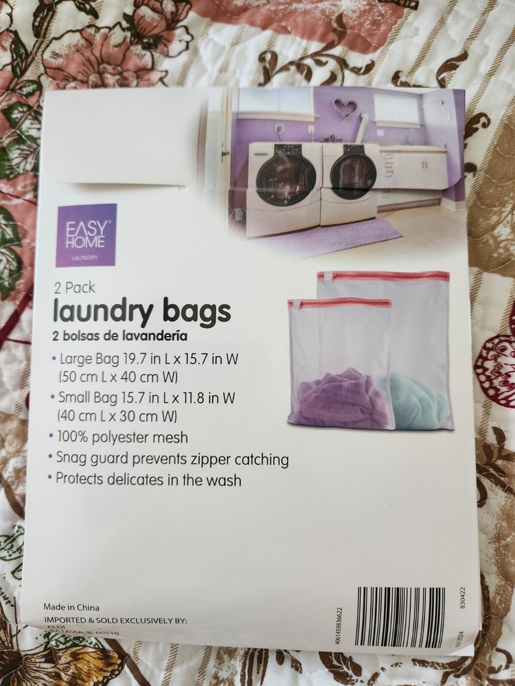 2 Pack White Mesh Laundry Bags, EASY HOME