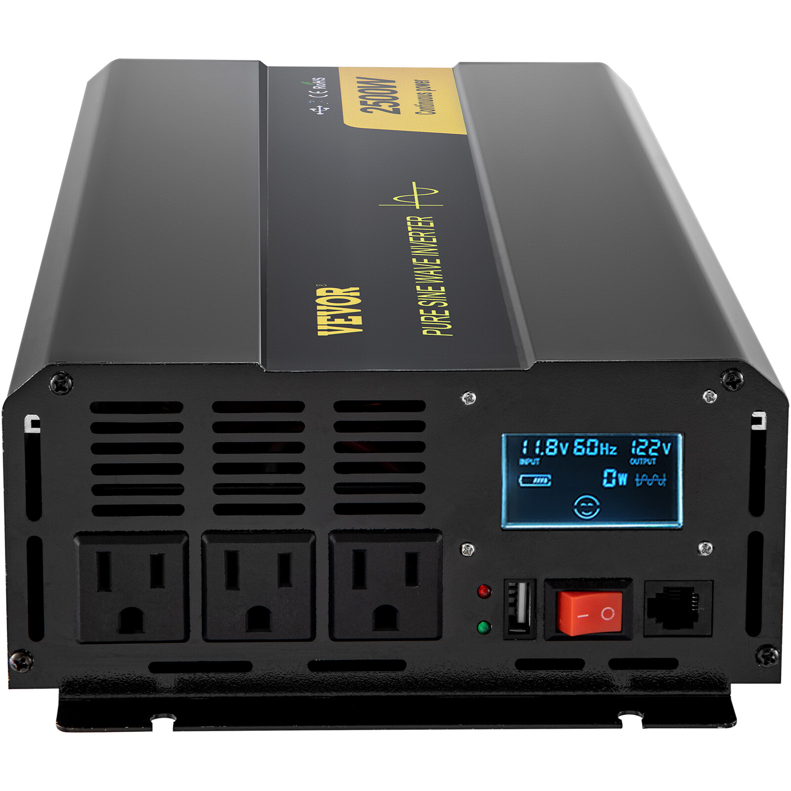 VEVOR Pure Sine Wave Inverter Power Inverter 2500W DC12V to AC120V Inverter LCD