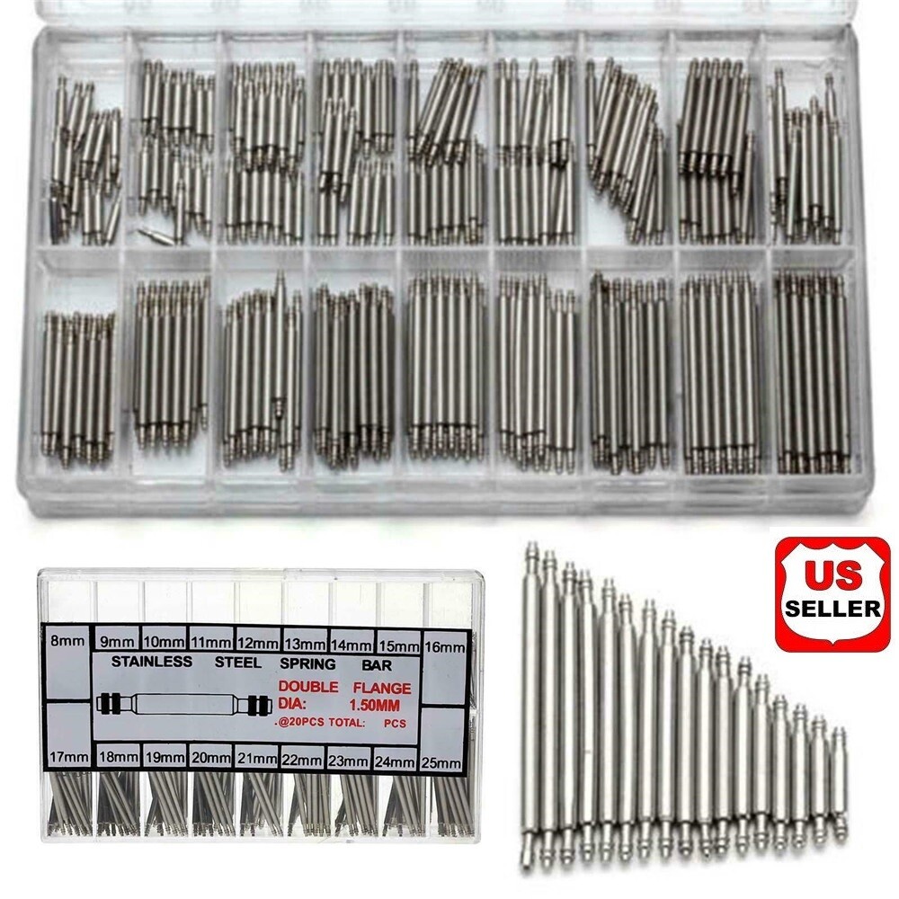 360pcs Watchmaker Watch Band Spring Bars Strap Link Pins Steel Repair Kit Tools