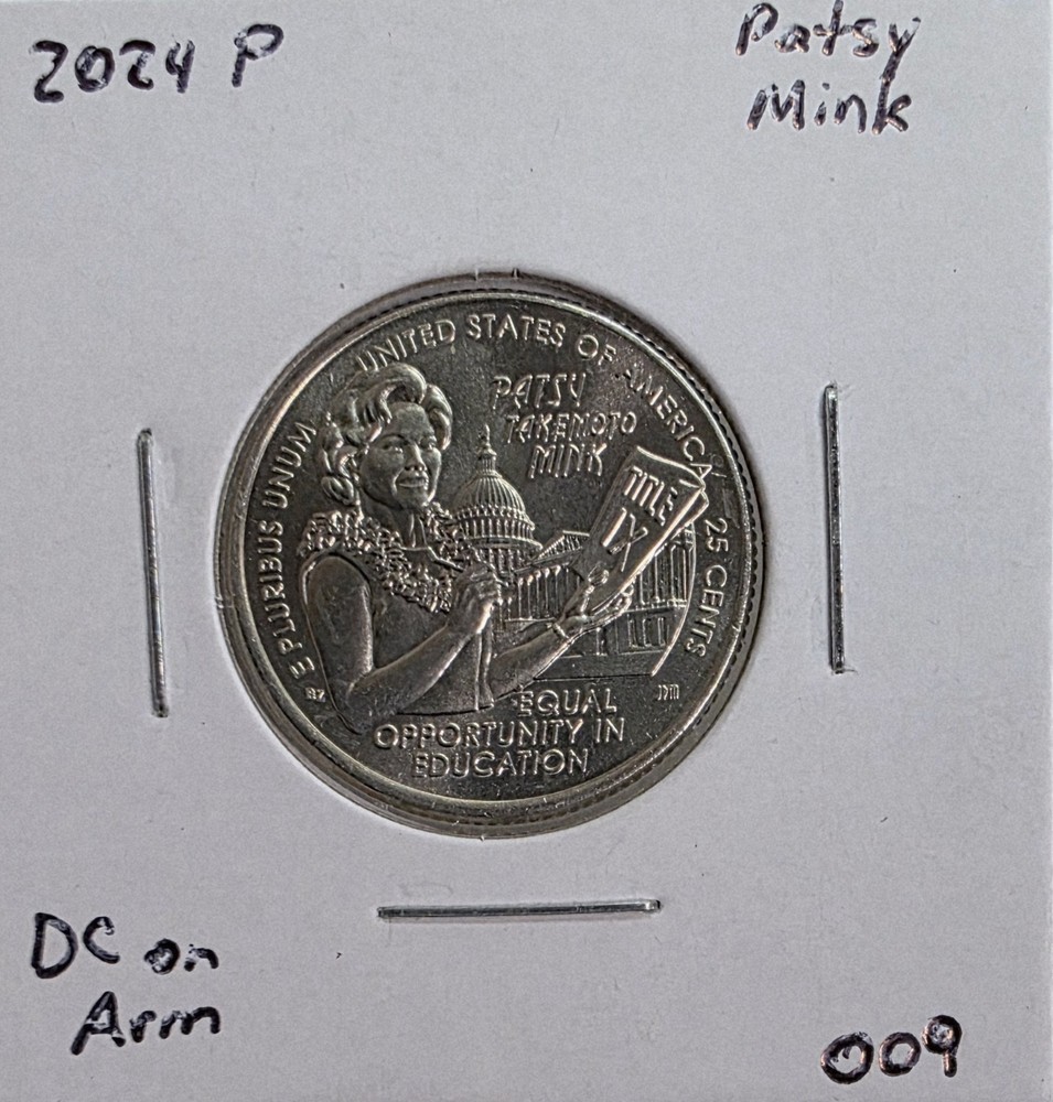 2024-P Patsy Takemoto Mink Quarter Error- Die Chip on Arm-009