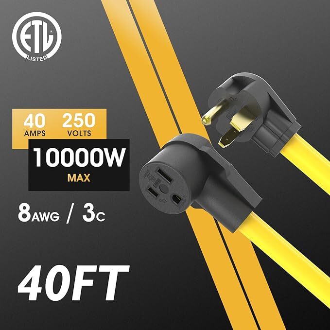 6-50P to 6-50R 40FT 8AWG Welder Power Extension Cord for Welding Machines