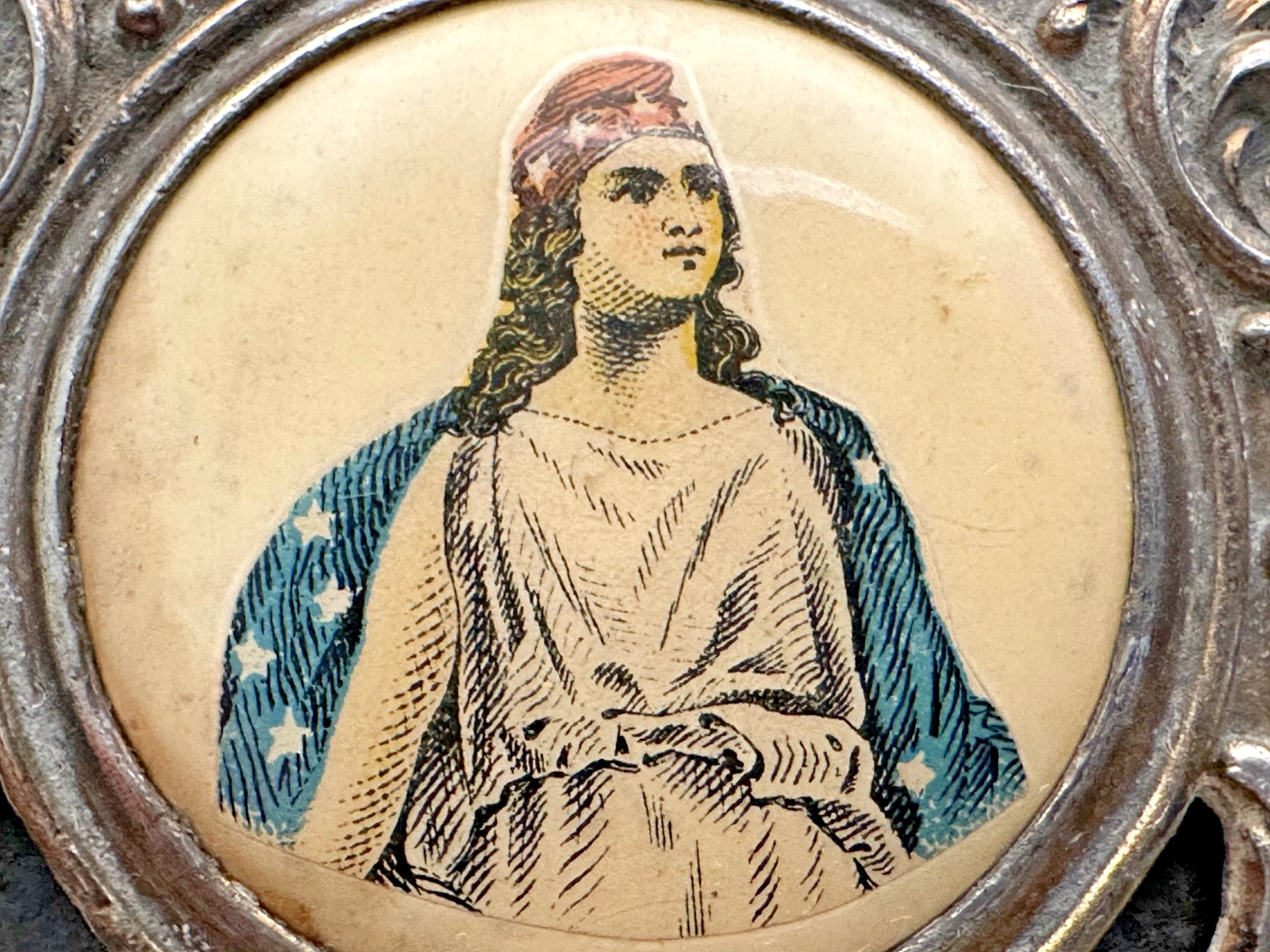 MYSTERY ANTIQUE CHAPEL ARK NO 155 MEMBER PIN BADGE - COLUMBIA PERSONIFIED H838