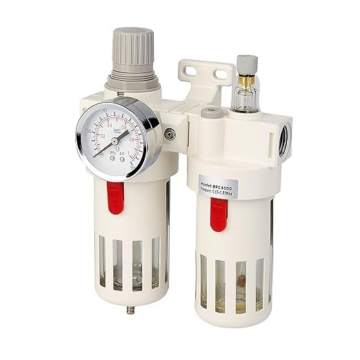 1/2" NPT Compressed Air Filter Regulator Combo, 5 Micron Brass Filter