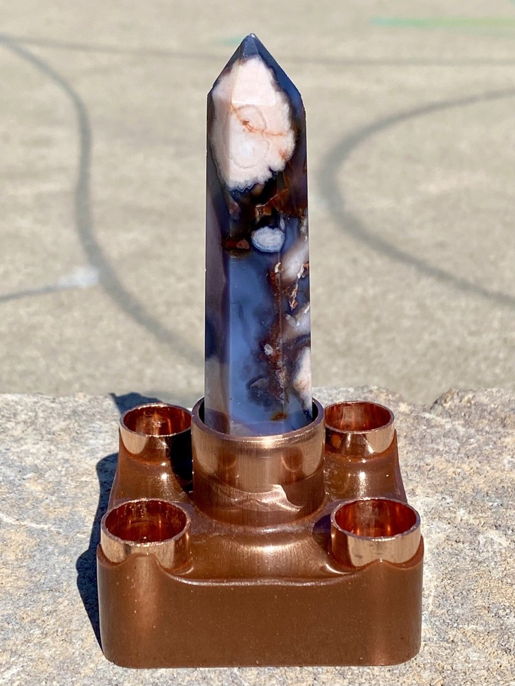 Orgone Cloudbuster with Blue Snowflake Flower Agate Scepter Point & Copper Pipe