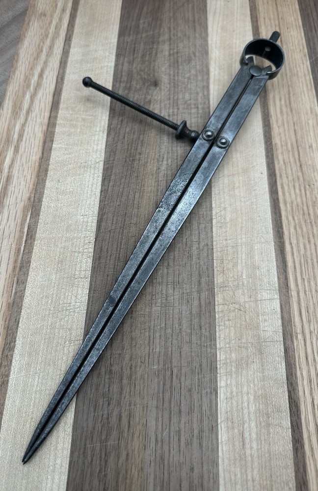 Vintage L. S. Starrett Co. Large 11" Flat Leg Spring Compass Divider Tool