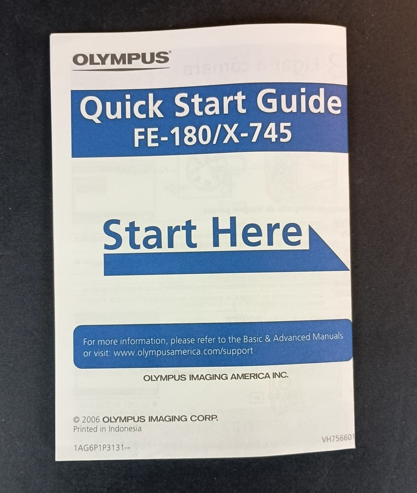 Olympus Digital Camera FE-180/X-745 BASIC MANUAL and QUICK START GUIDES * READ *