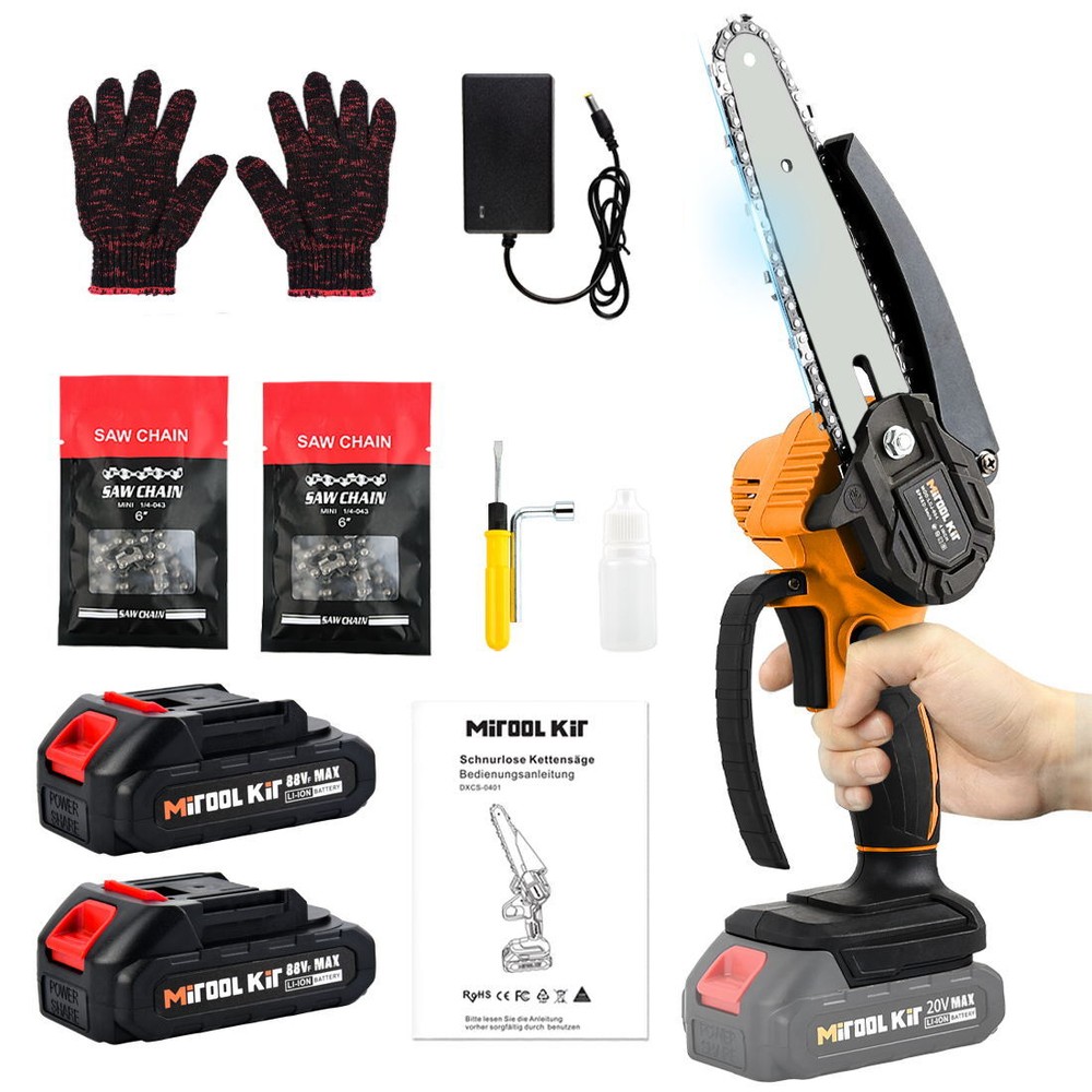 2 Battery Mini Electric Chain Saws Cordless Handheld Portable Small Chainsaw