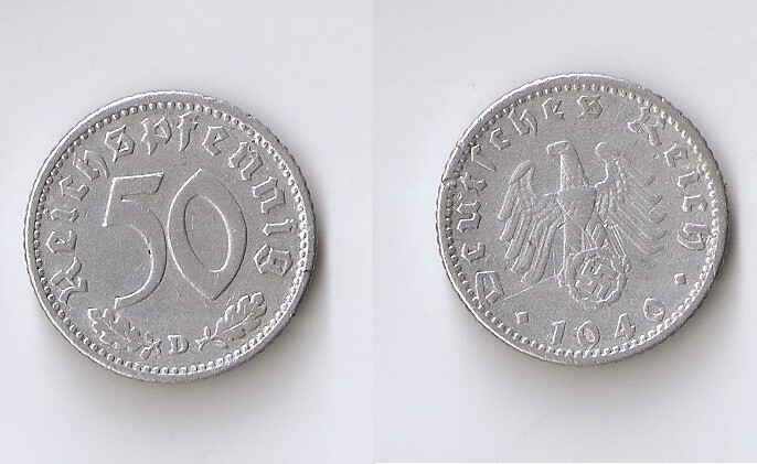 GERMANY 50 pfennig 1940 D