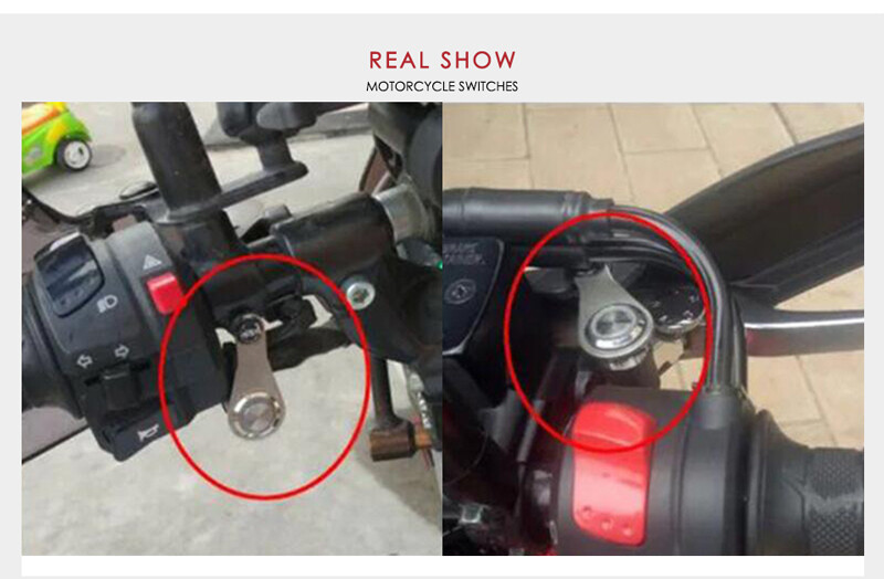 7mm LED Motorcycle Switch ON+OFF Handlebar Mount Push Button 12V Work Light