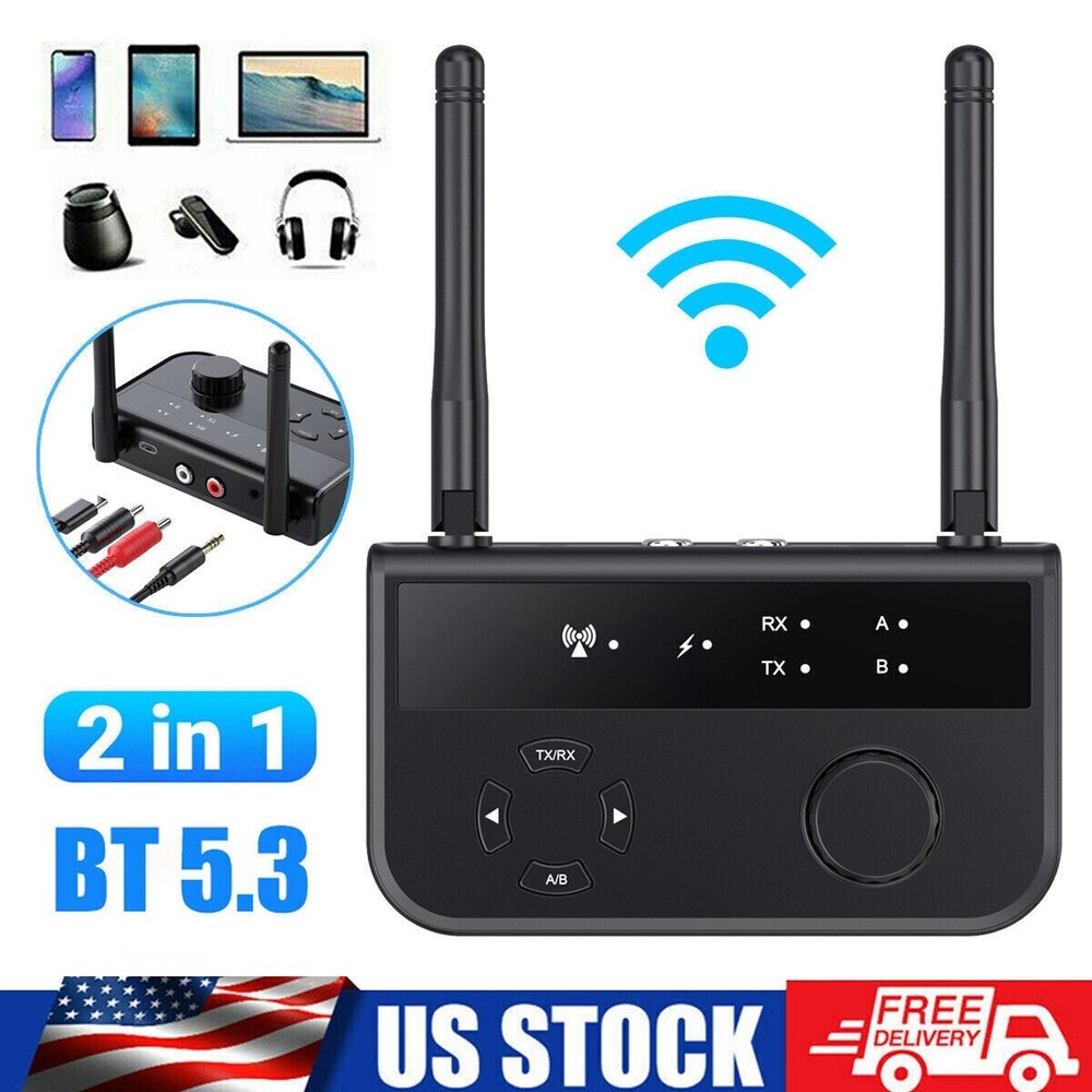 Bluetooth 5.3 Transmitter Receiver Long Range For TV Home Stereo Audio Adapter