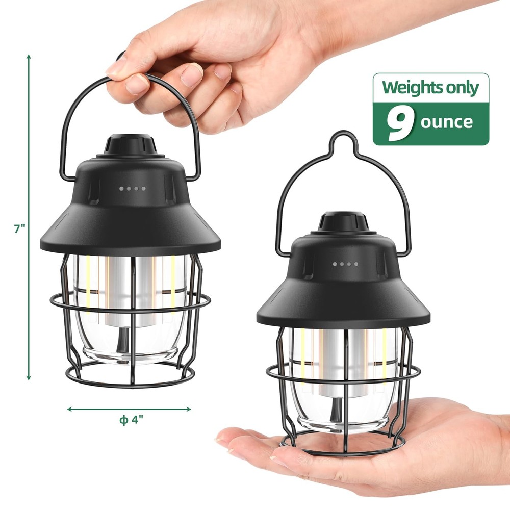 Rechargeable LED Camping Lantern, Mini Retro Portable Waterproof Lantern, 100...