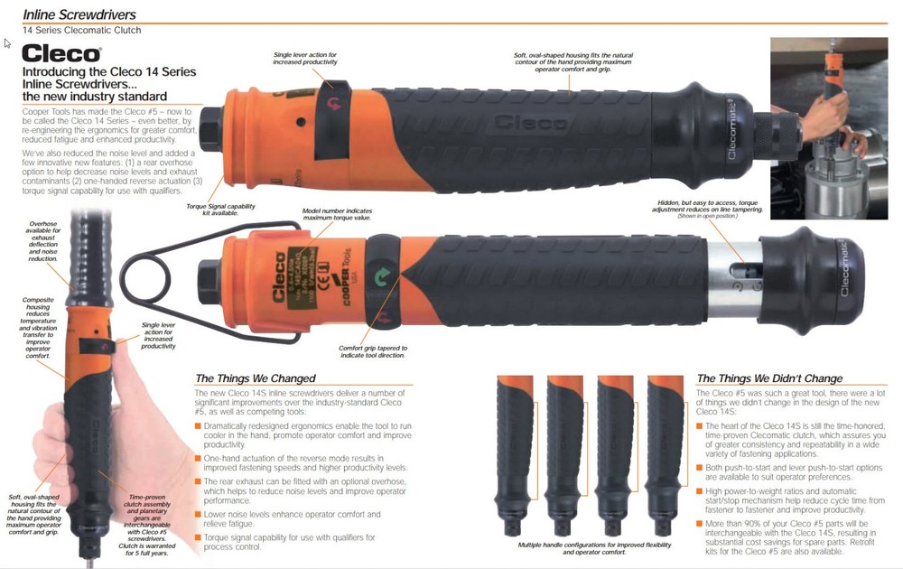 CLECO 14SCA06Q INLINE PNEUMATIC SCREWDRIVER/NUTRUNNER – 14 SERIES – NEW OPEN BOX