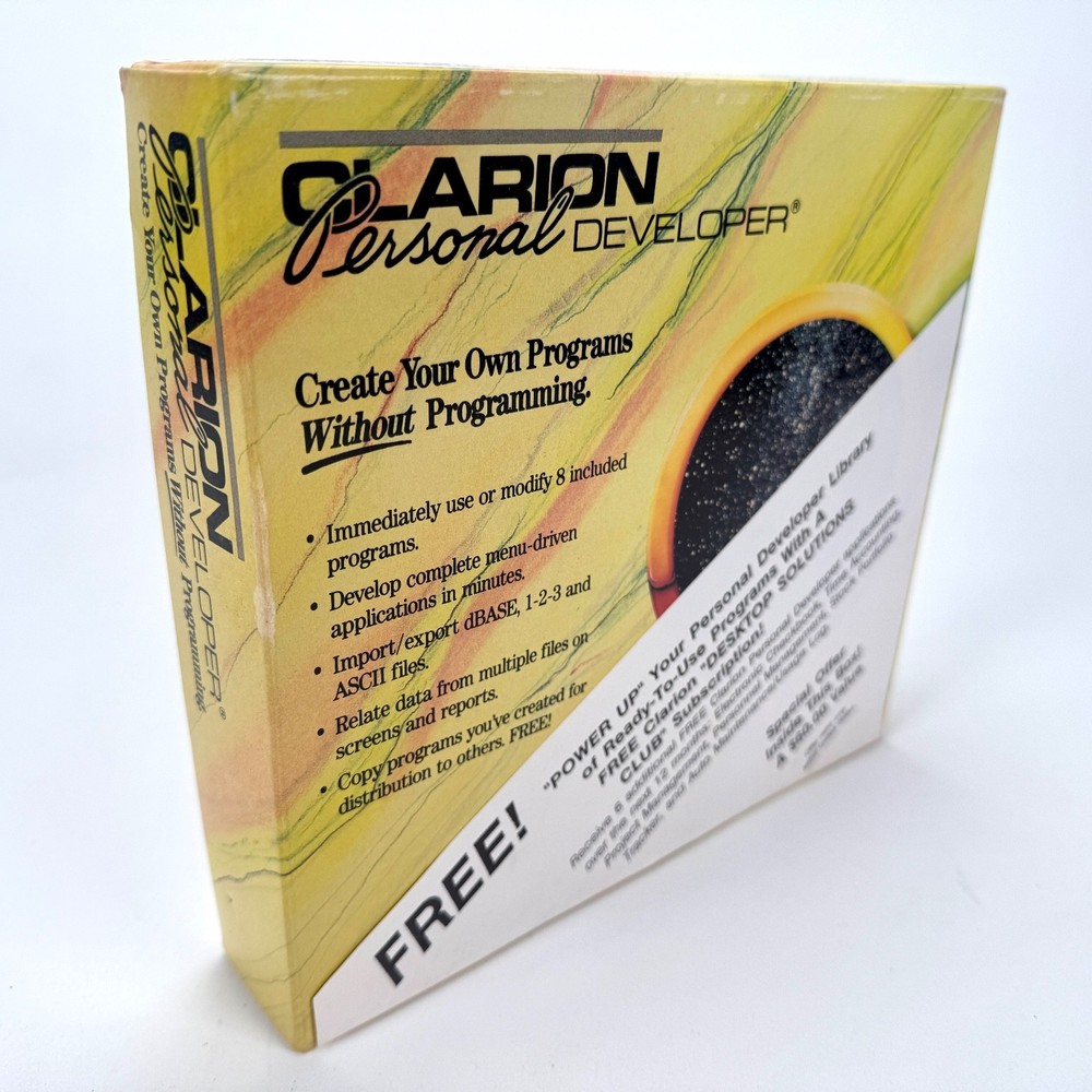 Clarion Software Personal Developer Programs Without Programming Vintage
