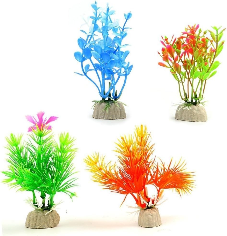 Endless Aquascaping Options: 10 Assorted Artificial Plants, 4-Inch Size Ideal