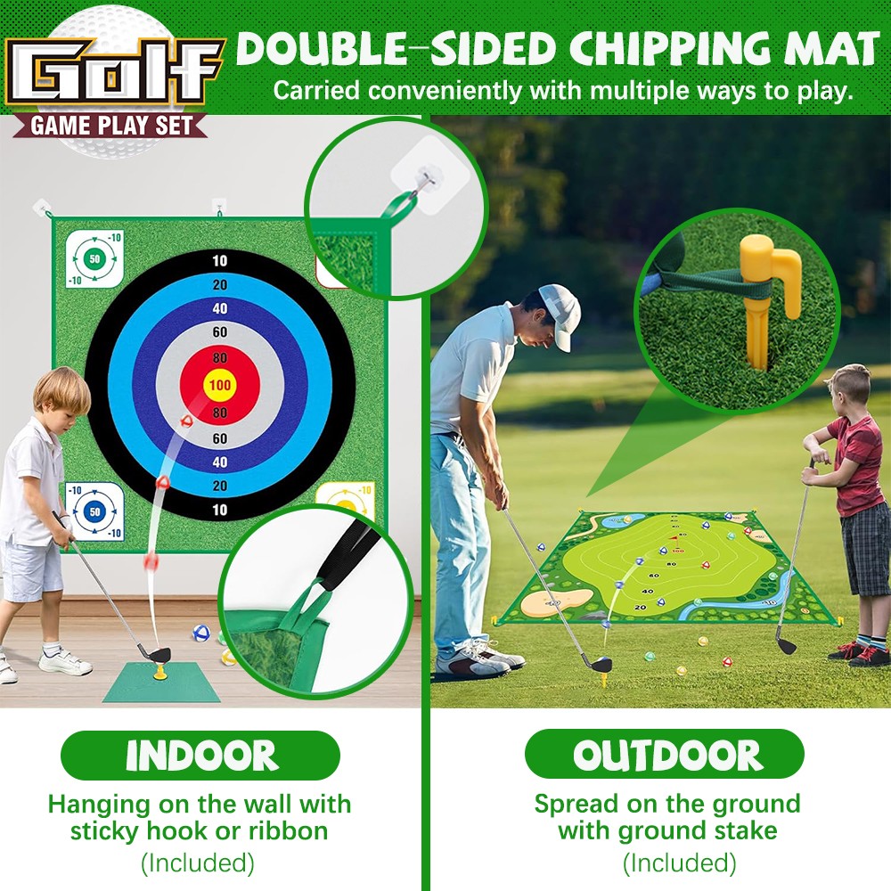 Battle Golf Chipping Game with Hitting Mat for Kids Adults Indoor Outdoor Gifts