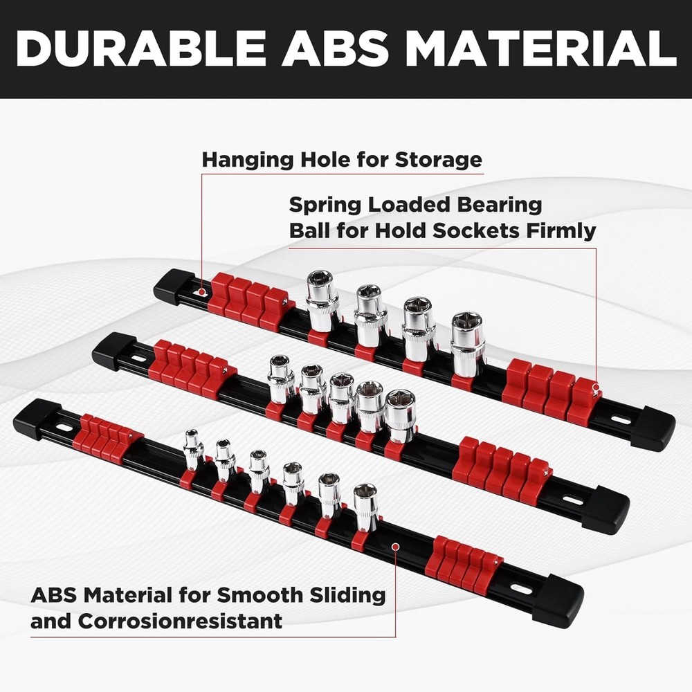 Socket Organizer Heavy Duty Holder Kit ABS Socket Rail Clips