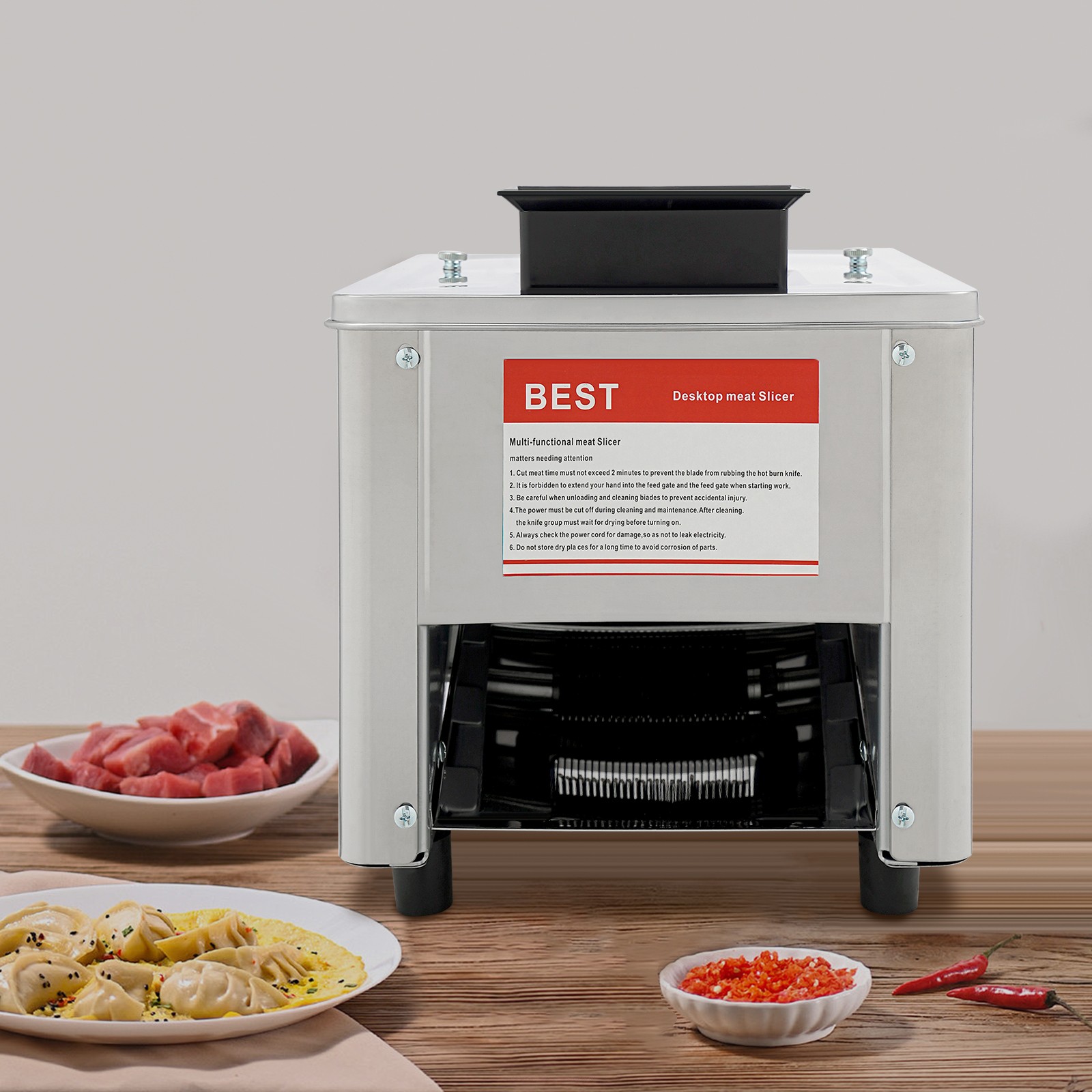 Meat Cutting Machine 150Kg/H Electric Meat Cutter Slicer 10mm Blade 850W 110V