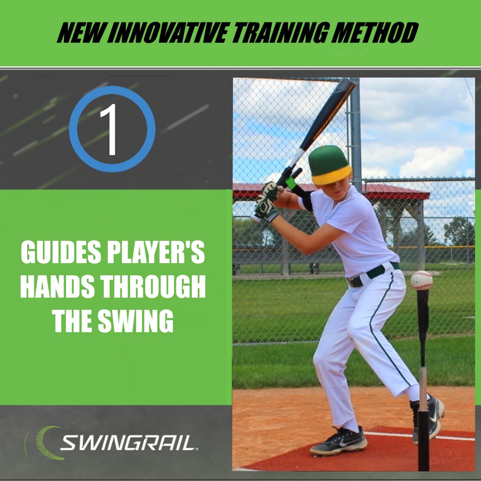 SWINGRAIL Baseball & Softball Swing Trainer - Batting Hitting Aid by SWINGRAIL