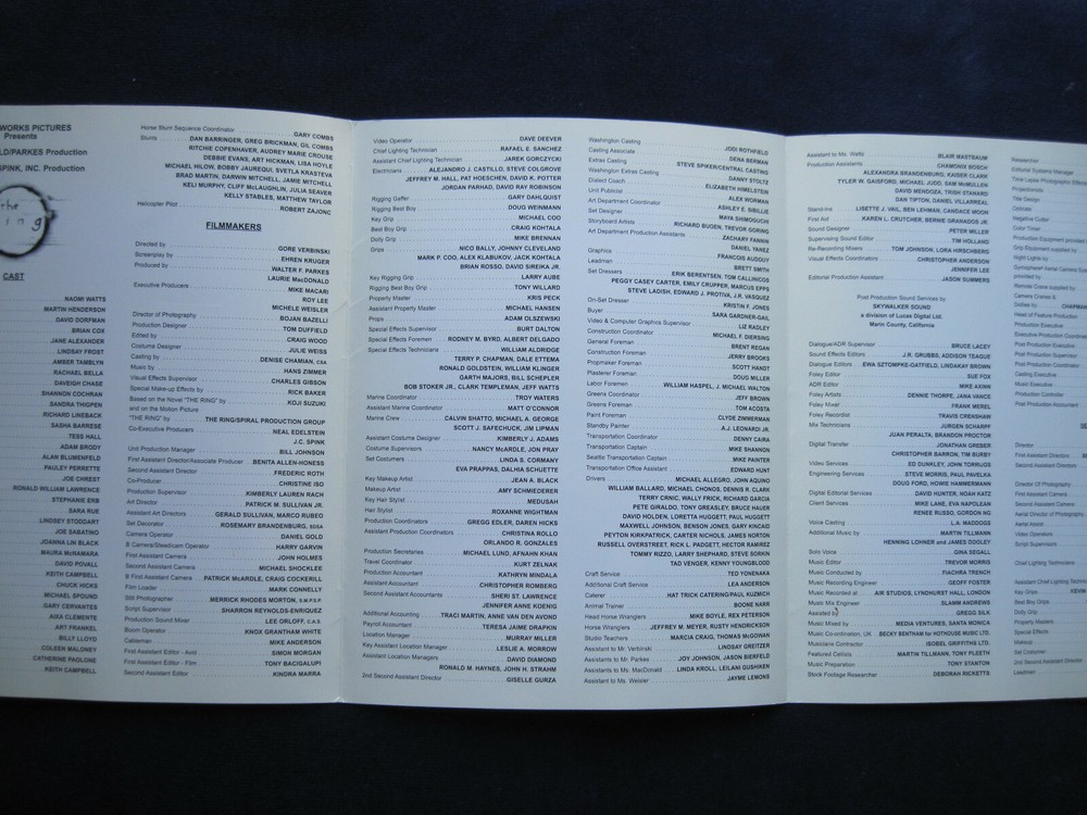 ORIGINAL ARCHIVE for the Film THE RING - 2 SCRIPTS, PROD. MATERIAL & PROGRAM