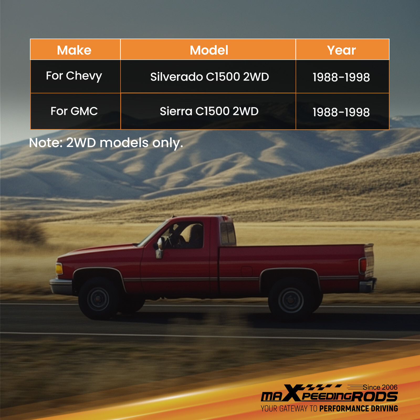 4" Lowering Leaf Spring Set For Chevy Silverado/C-1500/GMC Sierra 1988-1998