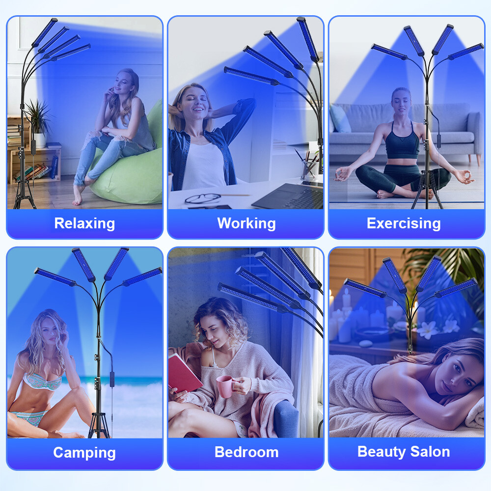 60W UV Tanning Lamp for Face & Body 432 LED Self-Tanning Light w/Protect Goggles